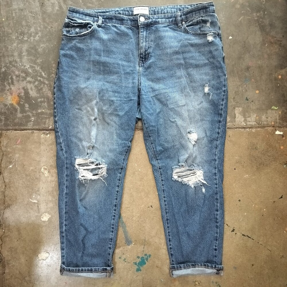 Lane Bryant Mid Rise Signature Fit Distressed Boyfriend Jeans